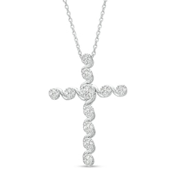 1/4 CT. T.W. Diamond Swirl Cross Pendant in Sterling Silver