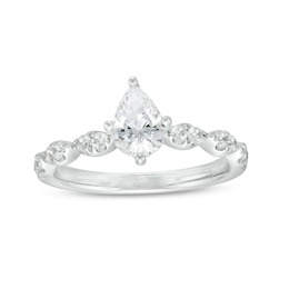 1 CT. T.W. Pear-Shaped Diamond Scallop Shank Engagement Ring in 14K White Gold