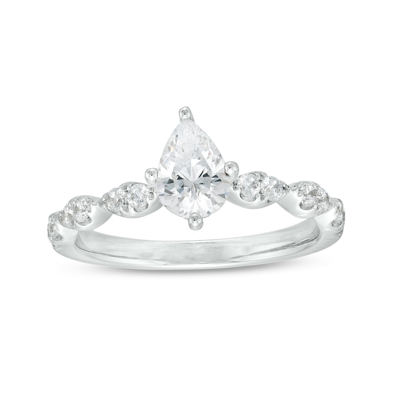 Main Image 1 of 1 CT. T.W. Pear-Shaped Diamond Scallop Shank Engagement Ring in 14K White Gold