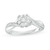 Thumbnail Image 1 of 1/4 CT. T.W. Multi-Diamond Twist Shank Promise Ring in Sterling Silver