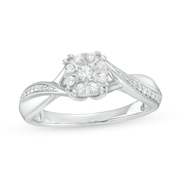 1/4 CT. T.W. Multi-Diamond Twist Shank Promise Ring in Sterling Silver