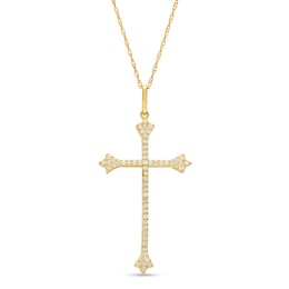 1/6 CT. T.W. Diamond Flared Cross Pendant in 10K Gold