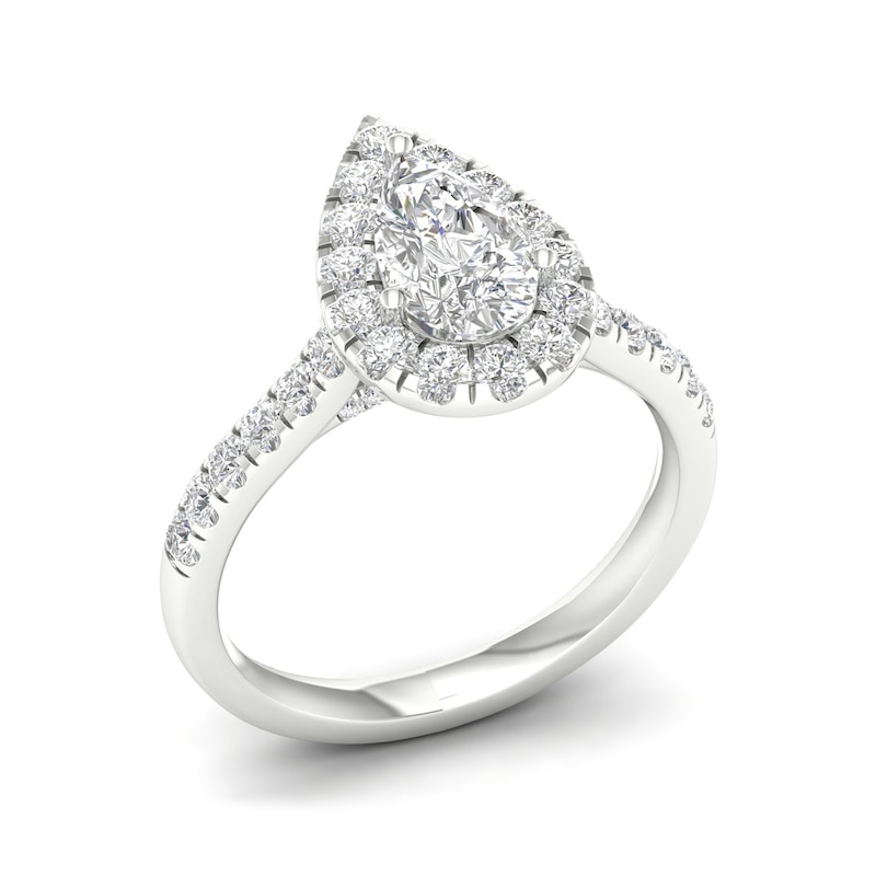 Trouvaille Collection 1-3/4 CT. T.W. DeBeers®-Graded Pear-Shaped Diamond Frame Engagement Ring in Platinum (F/SI2)