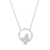 Thumbnail Image 1 of 1/10 CT. T.W. Diamond Circle Outline Butterfly Necklace in Sterling Silver