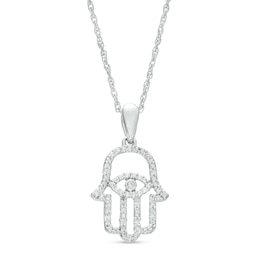 1/10 CT. T.W. Diamond Hamsa Pendant in Sterling Silver