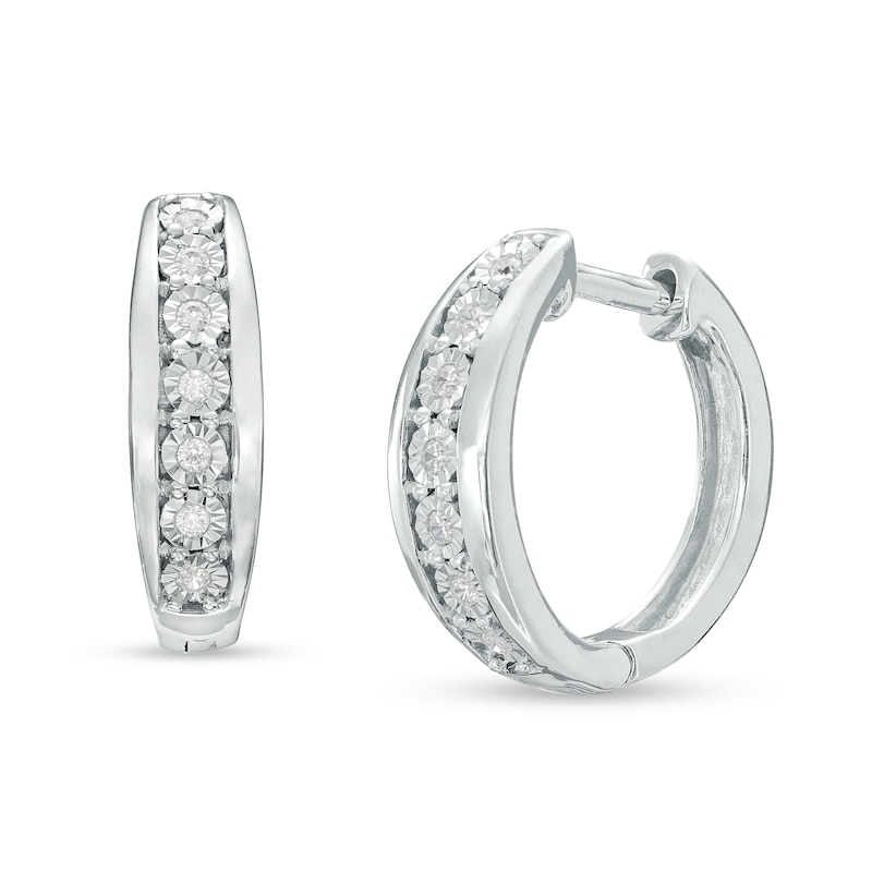 Main Image 1 of 1/10 CT. T.W. Diamond Seven Stone Hoop Earrings in Sterling Silver