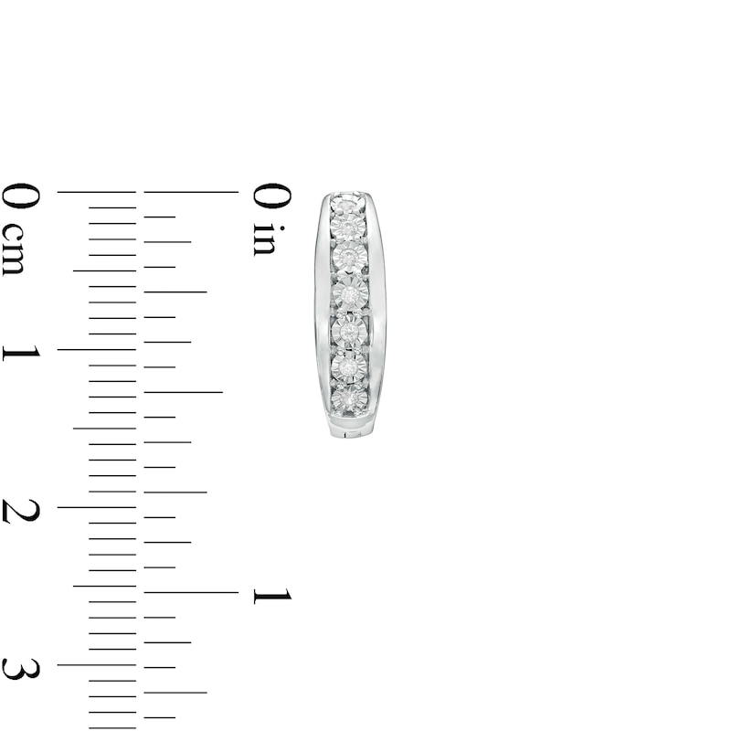 Main Image 3 of 1/10 CT. T.W. Diamond Seven Stone Hoop Earrings in Sterling Silver