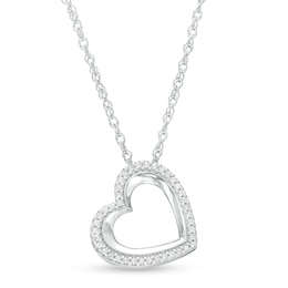 1/8 CT. T.W. Diamond Heart Pendant in 10K White Gold