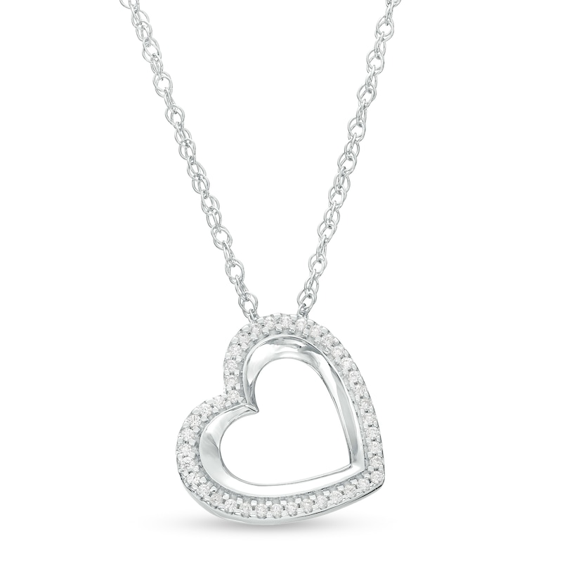 1/8 CT. T.W. Diamond Heart Pendant in 10K White Gold