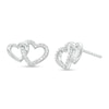 Thumbnail Image 1 of 1/10 CT. T.W. Diamond Interlocking Heart Outline Stud Earrings in Sterling Silver