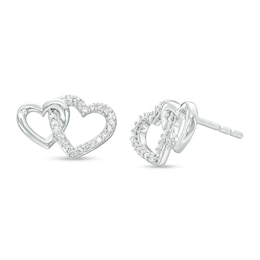 1/10 CT. T.W. Diamond Interlocking Heart Outline Stud Earrings in Sterling Silver
