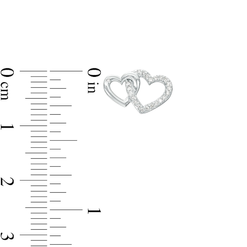 Main Image 3 of 1/10 CT. T.W. Diamond Interlocking Heart Outline Stud Earrings in Sterling Silver