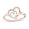 Thumbnail Image 0 of 1/10 CT. T.W. Diamond Double Heart Promise Ring in 10K Rose Gold