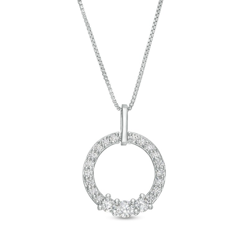 Main Image 1 of 1/2 CT. T.W. Certified Lab-Created Diamond Circle Pendant in 14K White Gold (F/SI2)