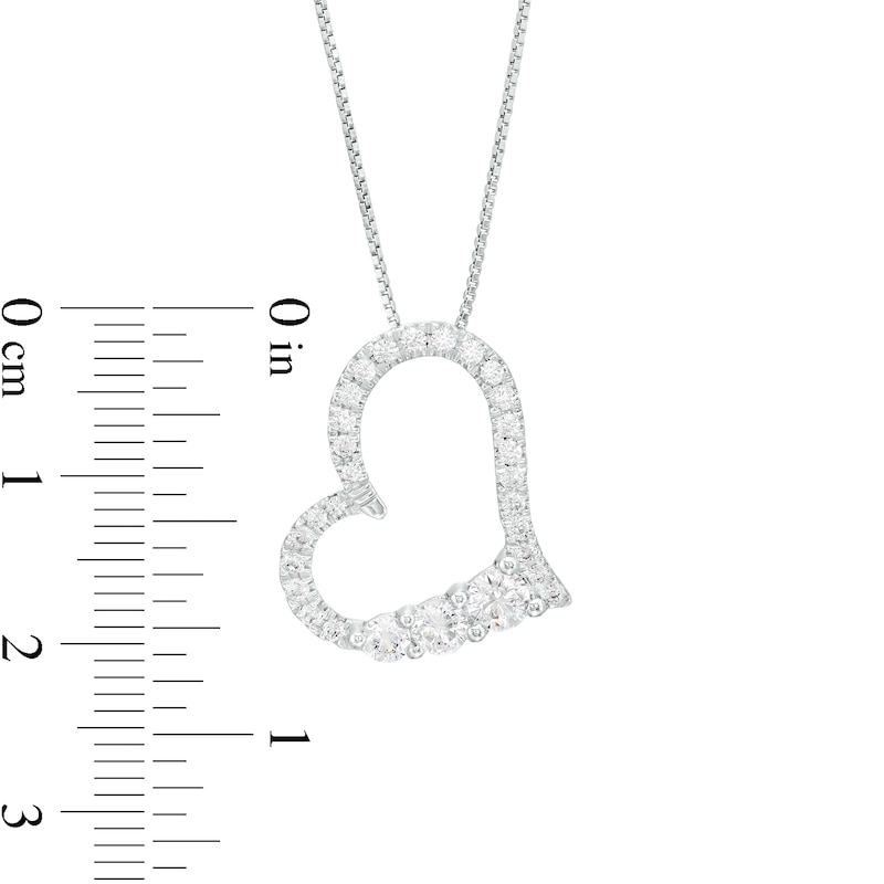 Main Image 4 of 3/4 CT. T.W. Certified Lab-Created Diamond Tilted Heart Pendant in 14K White Gold (F/SI2)