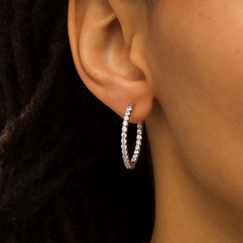 Women's Double Cut Out Medium Hoop Earrings