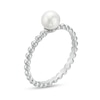 Thumbnail Image 3 of 5.5-6.0mm Freshwater Cultured Pearl Beaded Comfort-Fit Stackable Ring in 10K White Gold-Size 7