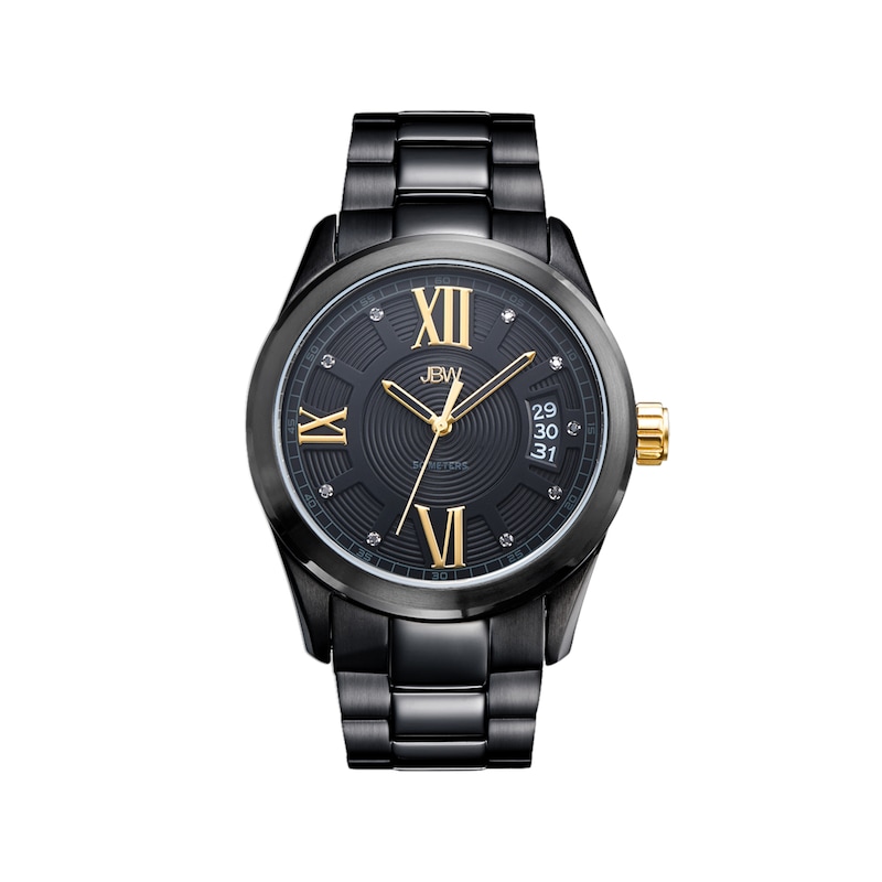 Main Image 1 of Men's JBW Bond 1/10 CT. T.W. Diamond Accent Black IP and 18K Gold Plate Watch with Black Dial (Model: J6311E)