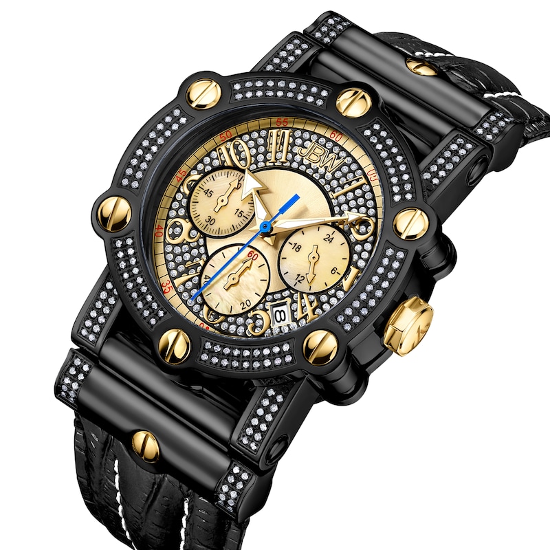 Men's JBW Phantom 10th Anniversary Edition Diamond and Crystal Two-Tone Chronograph Strap Watch (Model: JB-6215-10B)