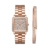 Thumbnail Image 0 of Ladies' JBW Cristal Square 1/8 CT. T.W. Diamond and Crystal Accent 18K Rose GP Watch and Bangle Set (Model: J6387-SetB)