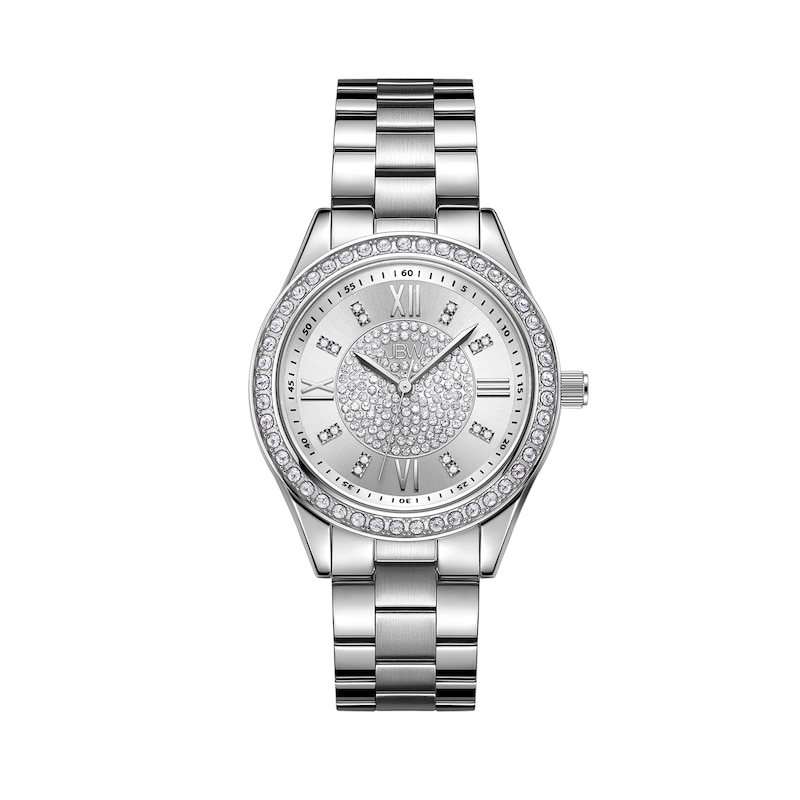 Main Image 1 of Ladies' JBW Mondrian 1/6 CT. T.W. Diamond and Crystal Accent Watch with Silver-Tone Dial (Model: J6388B)