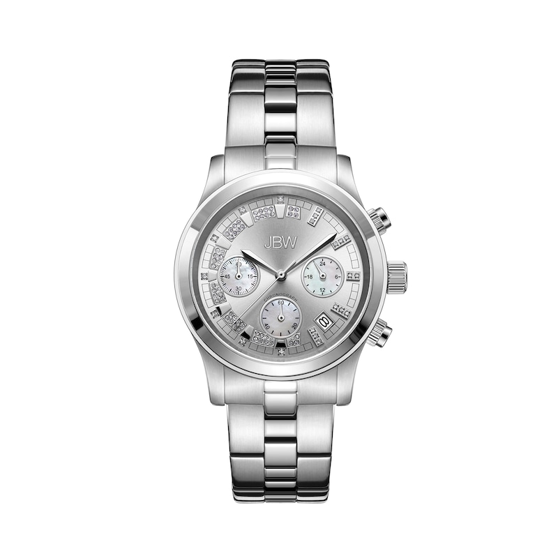 Main Image 1 of Ladies' JBW Alessandra Diamond and Crystal Accent Chronograph Watch with Silver-Tone Dial (Model: JB-6217-K)