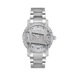 Ladies' Limited Edition JBW Olympia PS Diamond and Blue Sapphire Accent Watch with Silver-Tone Dial (Model: PS510B)