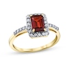 Thumbnail Image 1 of Emerald-Cut Garnet and 1/4 CT. T.W. Diamond Frame Ring in 14K Gold