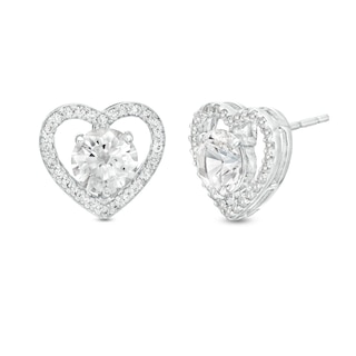 1/8 BAHT SPARKLING DIAMOND-CUT HOLLOW HEART STUD EARRINGS IN 23K GOLD