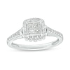 Thumbnail Image 1 of 1/2 CT. T.W. Quad Princess-Cut Diamond Cushion-Shaped Frame Engagement Ring in 10K White Gold (I/I2)