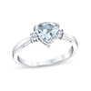 Thumbnail Image 0 of 7.0mm Trillion-Cut Aquamarine and 1/20 CT. T.W. Diamond Side Accent Ring in 14K White Gold