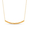 Thumbnail Image 1 of Alternating Baguette and Round Citrine Curved Bar Necklace in Sterling Silver with 14K Gold Plate