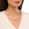 Thumbnail Image 2 of Alternating Baguette and Round Citrine Curved Bar Necklace in Sterling Silver with 14K Gold Plate