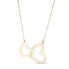 Thumbnail Image 1 of Large and Small Interlocking Hearts Necklace in 10K Gold