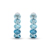 Thumbnail Image 1 of Sideways Oval Sky, Swiss and London Blue Topaz Ombre Five Stone Hoop Earrings in Sterling Silver