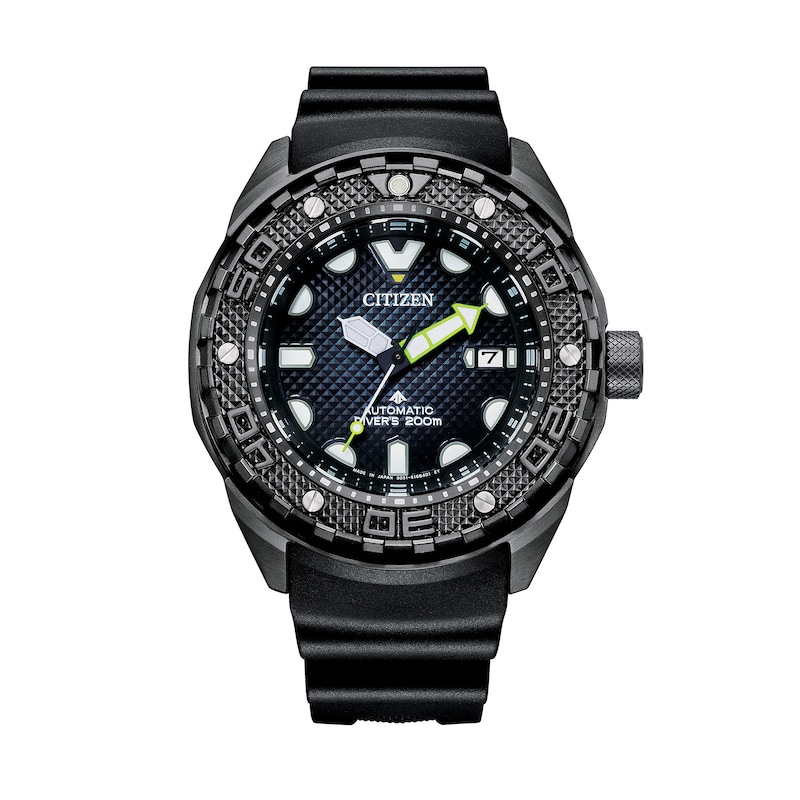 Main Image 1 of Men's Citizen Promaster Diver FUGU Black Super Titanium™ Automatic Strap Watch with Dark Blue Dial (Model: NB6005-05L)