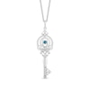 Thumbnail Image 1 of Enchanted Disney Cinderella London Blue Topaz and 1/10 CT. T.W. Diamond Key Pendant in Sterling Silver – 19&quot;