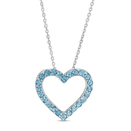 Swiss Blue Topaz Adjustable Heart Pendant in Sterling Silver