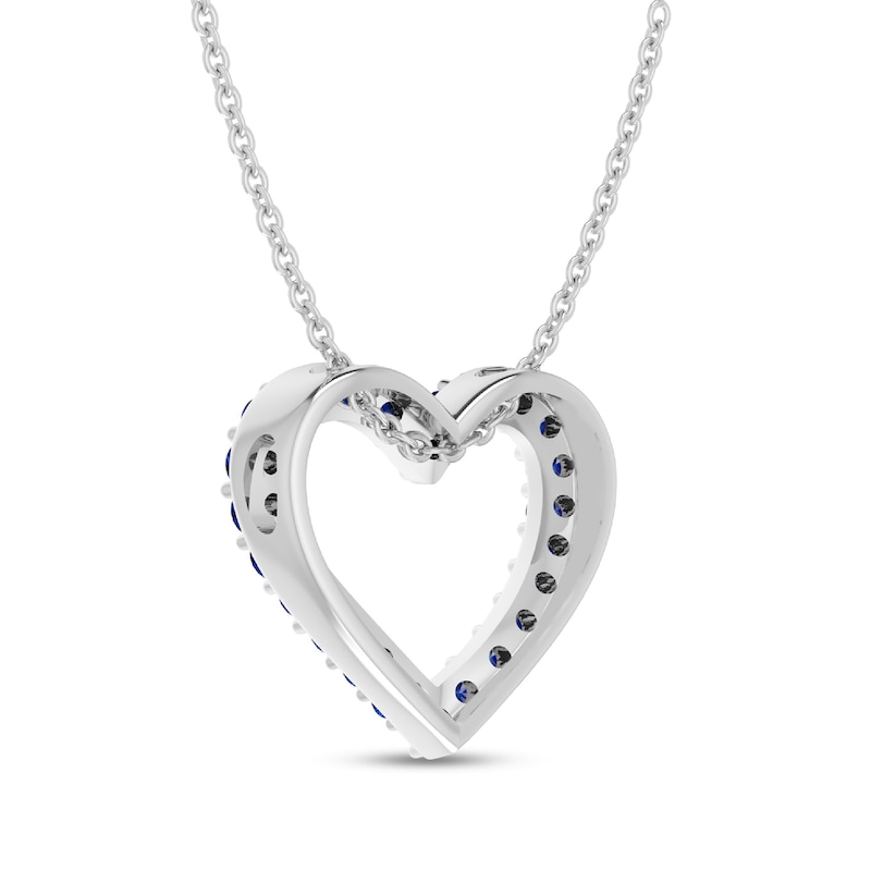 Main Image 4 of Blue Lab-Created Sapphire Adjustable Heart Pendant in Sterling Silver