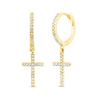 1/4 CT. T.W. Diamond Cross Drop Earrings in 14K Gold | Zales Outlet