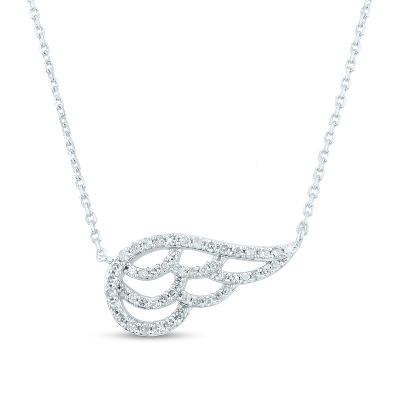 Main Image 1 of 1/4 CT. T.W. Diamond Wing Necklace in 10K White Gold