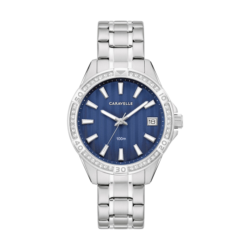 Main Image 1 of Ladies' Caravelle by Bulova Aqualuxx Crystal Accent Watch with Blue Dial (Model: 43M122)