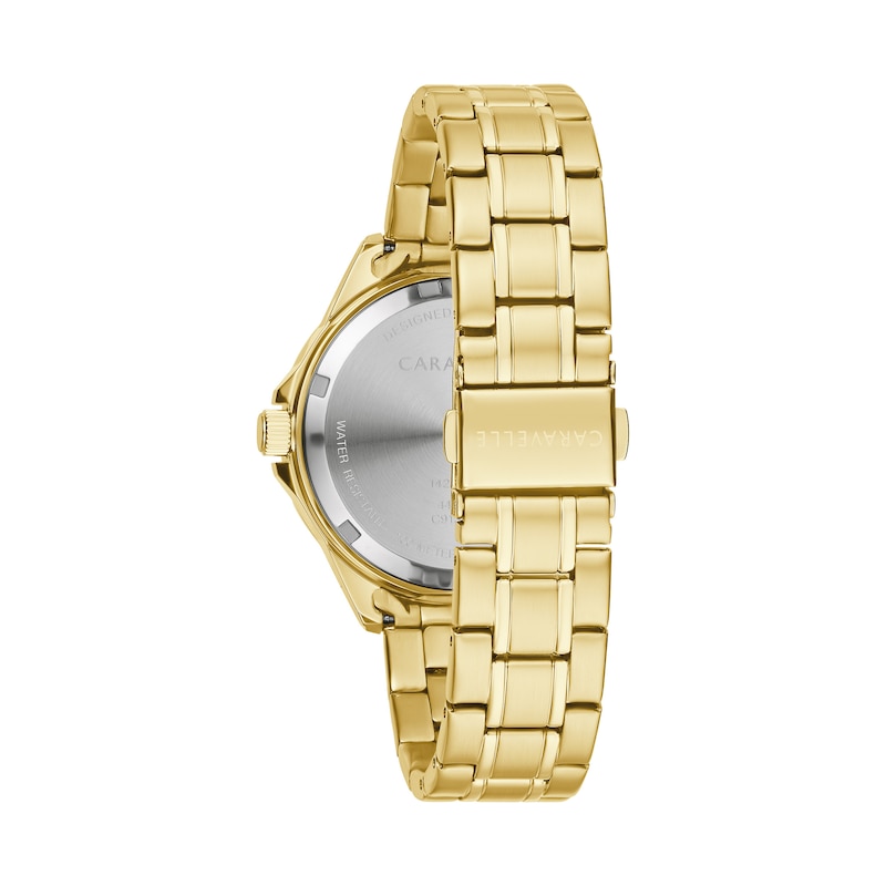 Main Image 3 of Ladies' Caravelle by Bulova Aqualuxx Crystal Accent Gold-Tone Watch with Black Dial (Model: 44M116)