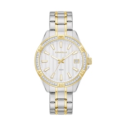 Ladies' Caravelle by Bulova Aqualuxx Crystal Accent Two-Tone Watch with Silver-Tone Dial (Model: 45M120)