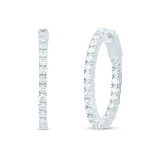 Pentagon Shaped Hoop Earrings with Baguette Diamonds