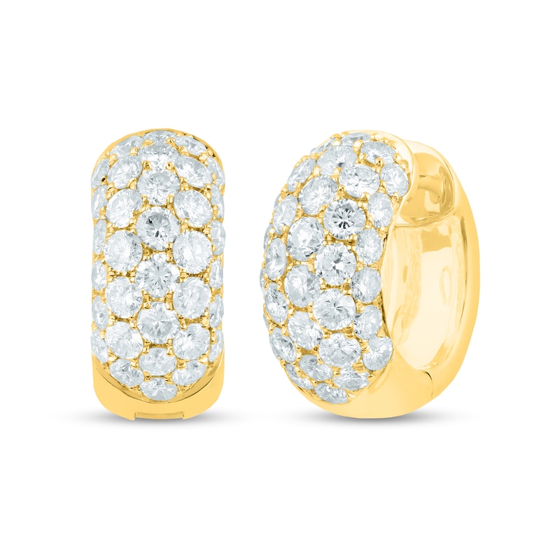 1-5/8 CT. T.W. Diamond Multi-Row Dome Huggie Hoop Earrings in 18K Gold ...