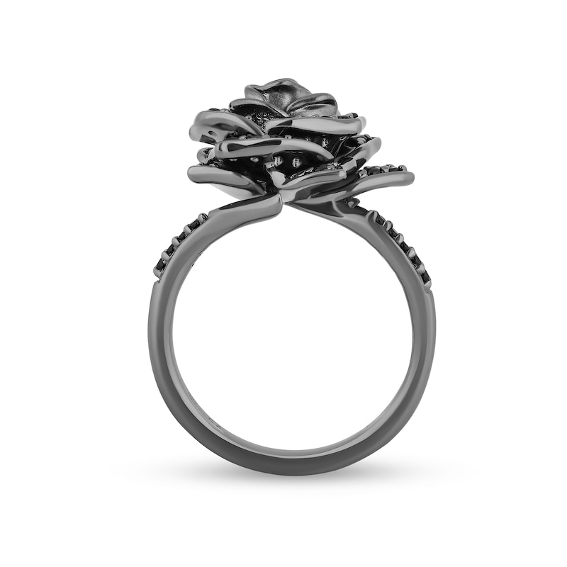 Main Image 3 of Enchanted Disney Villains Maleficent 1/2 CT. T.W. Black Diamond Rose Ring in Sterling Silver