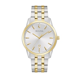 Men's Bulova Classic Two-Tone Watch with Silver-Tone Dial (Model: 98B385)