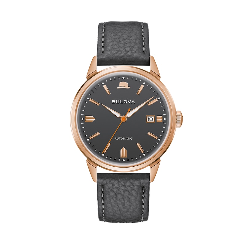 Men's Bulova Frank Sinatra 'Summer Wind' Collection Rose-Tone Strap Watch with Grey Dial (Model: 97B206)