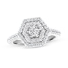 Thumbnail Image 1 of 7/8 CT. T.W. Diamond Double Hexagon Frame Engagement Ring in 14K White Gold